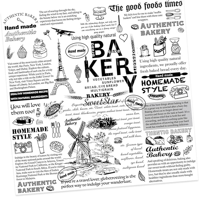 12" x 12" Food Paper Sheets (500 Pack) - Premium Deli Paper Sheets - Greaseproof Liners for Food Boats - Pre Cut Sandwich Wrappers - Food Basket Sheets for Baking, BBQ, Picnic, Festival