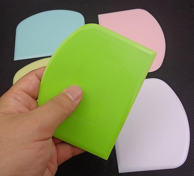 5-Pack Dough Scraper Bowl Food-safe Plastic Dough Cutter Flexible Bench Multipurpose Food Scrappers for Bread Dough Cake Fondant Icing