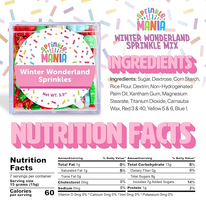 Winter Wonderland Christmas Sprinkles - Festive Mix of Snowflake, Snowman, Santa Hat, Christmas Tree, Stocking & Ornament Sprinkles (Winter Wonderland)