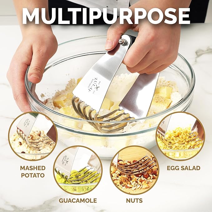 Zulay Kitchen Dough Blender Top Professional - Stainless Steel Pastry Cutter, Heavy Duty Dough Cutter With Blades, Pastry Blender And Butter Cutter - Pastry Cutter For Baking (Black)