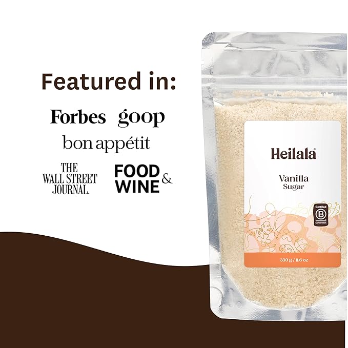 Heilala Pure Vanilla Sugar, 11.6 oz – Raw Sugar Infused with Pure Vanilla Extract & Ground Vanilla Beans, Sustainably Sourced Vanilla for Baking & Desserts