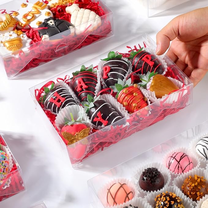 20pcs 8x5x2Inches Clear Cake Pop Boxes Plastic Cookies Boxes for Chocolate Covered Strawberries,Cakesickle,Treat, Chocolate Truffle Christmas Valentine's Mother's Day Party Birthday
