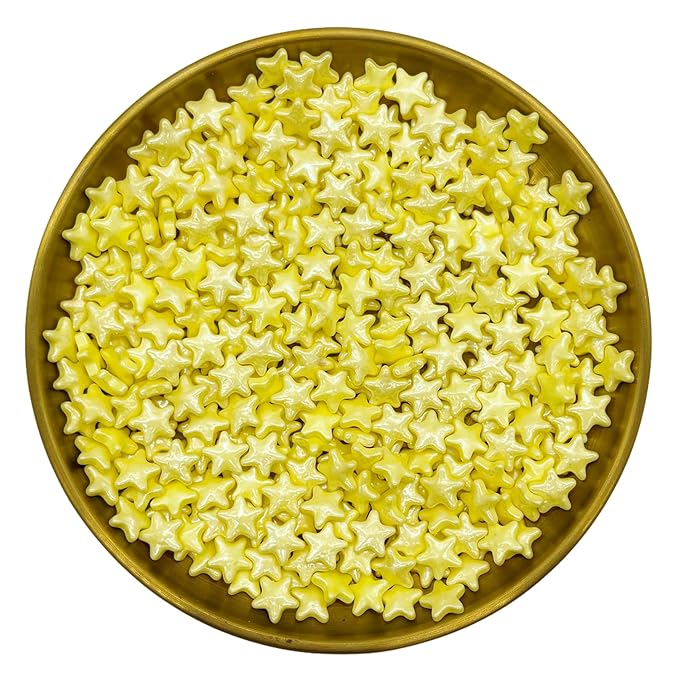 10mm Yellow Sprinkles Edible Stars Cake Decorating Stars Cake Decorations Cupcake Toppers Cookie Decorating Perfect for Cakes,Cupcakes,Desserts Toppings 3OZ