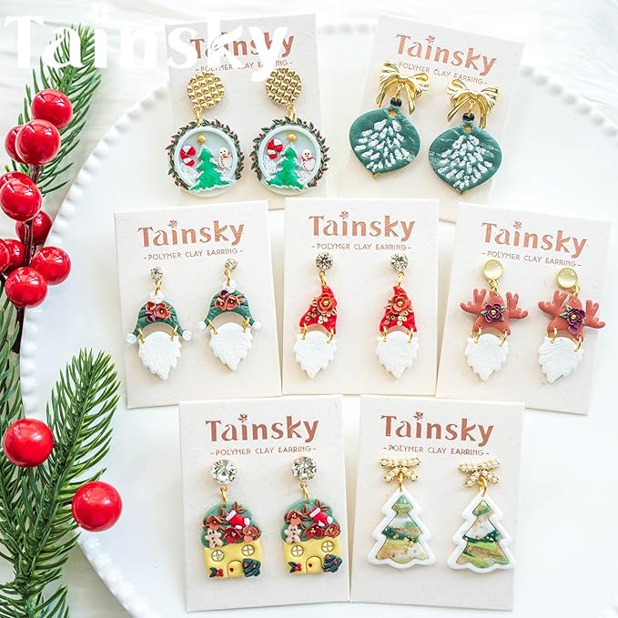 Tainsky Christmas Polymer Clay Cutters, 28 Shapes Winter Clay Cutters for Polymer Clay Jewelry Making