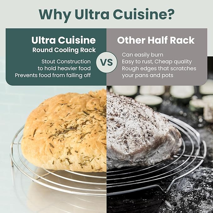 Ultra Cuisine Heavy Duty 3 Tiers, 16" x 10" Cooling Rack for Cooking and Baking - Professional Grade Premium 100% Stainless Steel Baking Rack & Wire Cooling Mesh - Dishwasher Safe - Pack 3