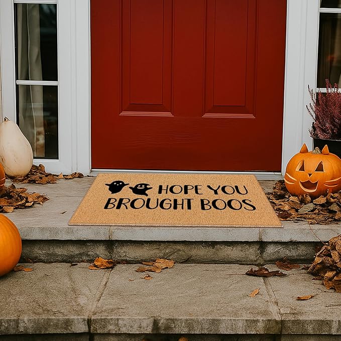 Dunzy 16 Pcs Halloween Stencils for Door Mats Crafts Reusable Hey Boo Ghost Welcome Templates Large Spooky Stencil for Painting Wood Sign Wall Halloween Doormat DIY Project