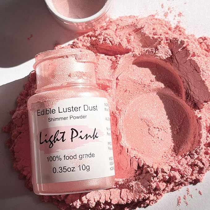 Edible Pink Luster Dust for Cake Decorating – 0.35oz Colaele Gold Shimmering Edible Glitter Dust for Chocolates, Metallic Food Coloring Powder for Edible Glitter for Drinks Cocktails, No Gluten,Vegan