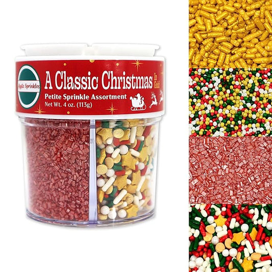 Mystic Sprinkles 4 Cell Sprinkle Assortments (A Classic Christmas in Gold, Petite)