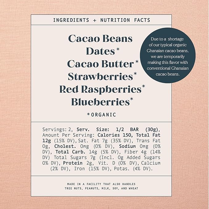 Spring & Mulberry Dark Chocolate Bars – Healthy Dark Chocolate, Date-Sweetened - Mixed Berry 12 Pack