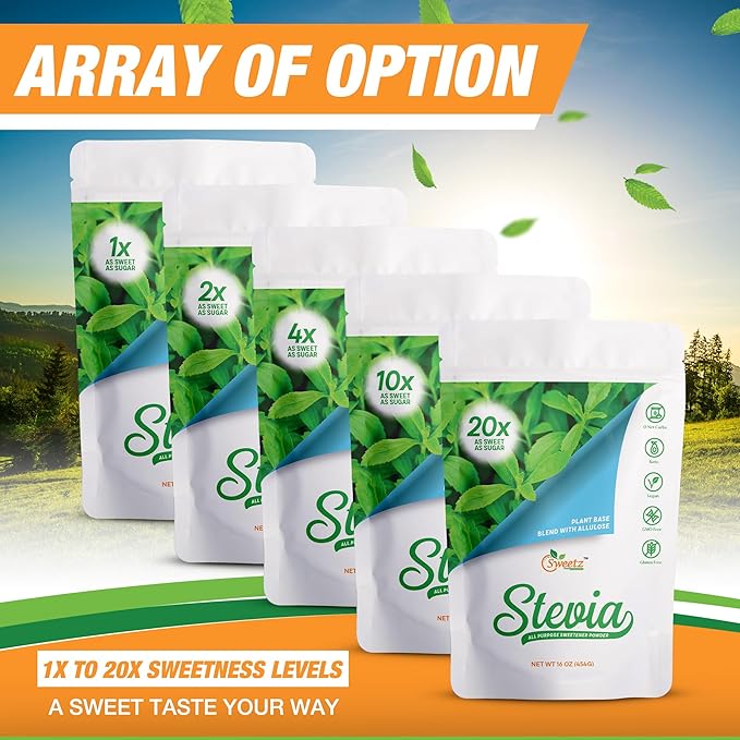 Allulose - Stevia Blend All Purpose Sweetener Multi-Pack-2: 1X Sugar Sweetness; Total Servings 228; Zero Calorie Sweetener, Sugar-Free Substitute for Baking, Smoothies, Coffee; Low Carb Keto Diet Friendly Food | Pack of 2, 1-LB/Each