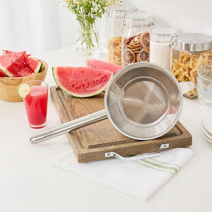 Restaurantware Chinois Strainer 1 Count 8" Stainless Steel Bouillon Cone with Extra Fine Mesh China Cap Strainer for Sauces, Stocks, Soups, Broths, Sifting, Sieving, Professional Kitchen Tools