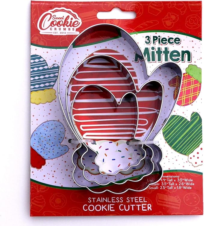 Mitten Cookie Cutter - Stainless Steel - Dishwasher Safe (Mitten 3 Piece)