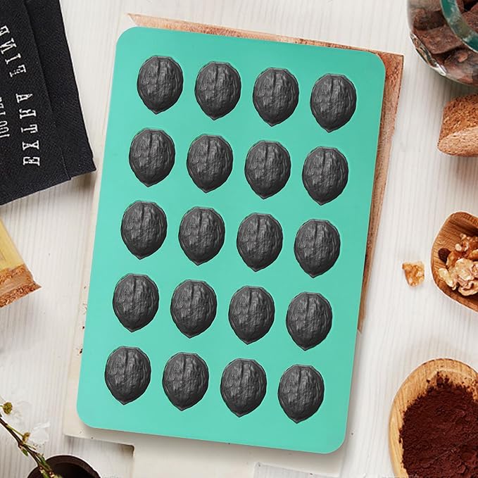 2Pack Walnut Cookie Maker Silicone, Nonstick Oreshki Mold Maker for Baking, 20Cavity Walnut Silicone Mold for Cookie, Chocolate, Candy