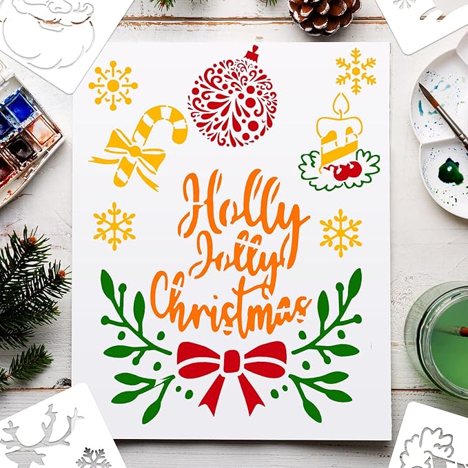 60 Pcs Christmas Stencils for Painting Reusable on Wood 3x3 Inch Plastic Snowflake Christmas Holiday Stencils for Art Craft Painting Spraying Wall Card Paper Gift Home Decor