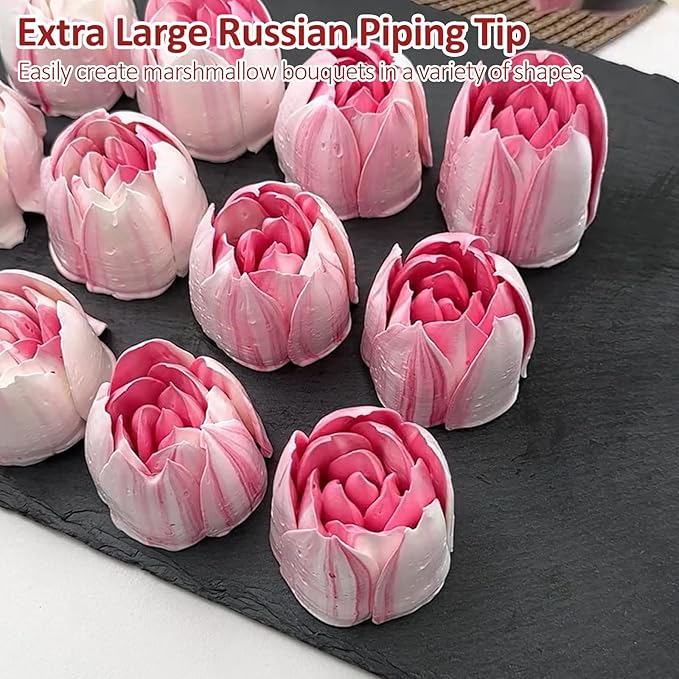Extra Large Russian Piping Tips for Marshmallows Stainless Steel Flower Frosting Nozzles many styles Cake Decorating Baking tool for Buttercream, Cupcakes Cookies(SL48)