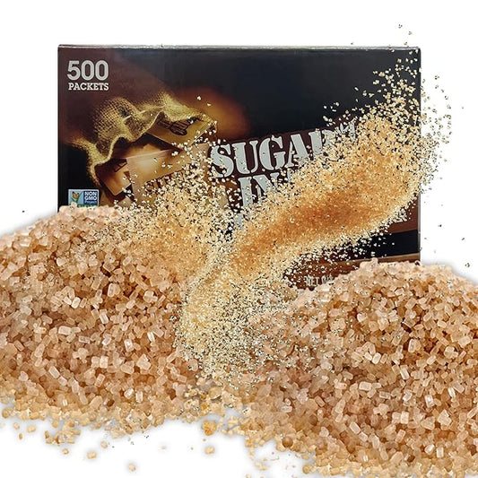Sugar InThe Raw/Raw Natural Cane Brown Sugar Turbinado, 500 Count, Pack of 1, Natural Sweetener for Drinks and Baking Packets for Home, Office, Coffee, Bar, Gift,Restaurants, & Coffee Stations