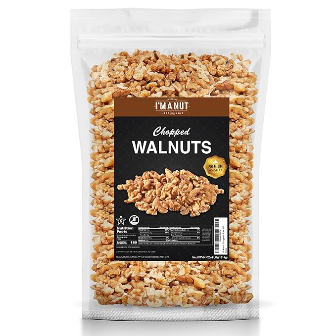 Premium Raw Chopped Walnuts 64oz (4 lb) - 100% Natural, No-PPO, Non-GMO, Batch-Tested Gluten & Peanut Free, Kosher, Small Batch Quality