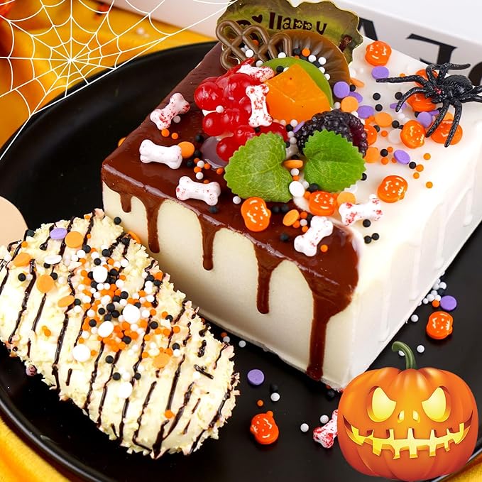 Dazzjoy Halloween Pumpkin Sprinkles, 150g/5.29oz, Edible Orange Sprinkles for Cake Decorating, Edible Cake Decoration & Cupcake Topper