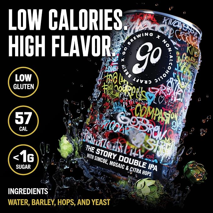 Go Brewing - IPA 12 Mixed Pack - Non Alcoholic Beer - Small Batch Brew - Low Calorie Drink - Featuring Double IPA, Prophets Hazy IPA, Citrus IPA & Tropical IPA - Low-Calorie, NA Brew (12 oz, 12 Pack)