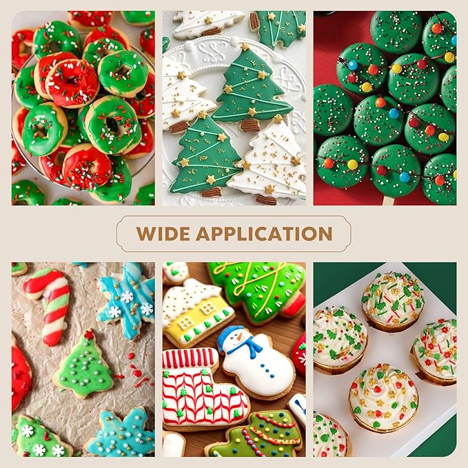 Christmas Sprinkles for Cake Decorating - Fancy Star Cake Sprinkles 6 Cell Edible Cupcake Sugar Mix Set for Holiday Cookie Jimmies for Baking Red Green Gold -6.7OZ