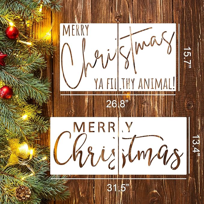Christmas Stencils for Door Mats 27"x16" Christmas Doormat Stencils for Crafts Reusable Holiday Stencil for Painting on Wood Fabrics Door Mat Window Glass Decor