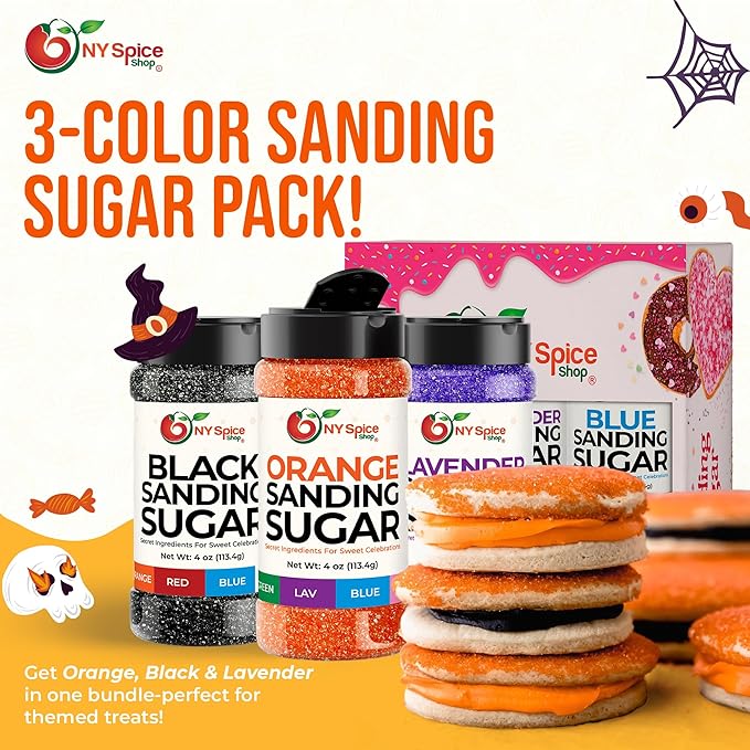 NY Spice Shop Orange Sanding Sugar - 4 Ounce Sweet Edible Sprinkles for Party Decoration, Cakes, Cupcakes, Cookies Toppings & Dessert Dishes - Colorful Sugar Sprinkles for Party Favors & Baking Treats