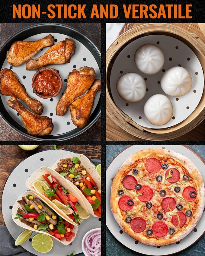 8.4 inch Parchment Paper Rounds for Ninja Foodi 5qt, 6.5qt, 8qt Pressure Cookers, Round Sheets for Baking For Air Fryers, Pressure Cookers, Springform Pans, Steamers, Non-Stick Pre-cut Paper Liners