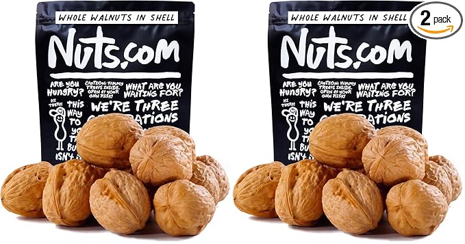 Nuts.com Whole Walnuts in Shell, 2 lbs – Fresh Unshelled Raw Walnuts with Buttery, Nutty Flavor (Pack of 2)