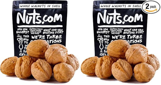 Nuts.com Whole Walnuts in Shell, 2 lbs – Fresh Unshelled Raw Walnuts with Buttery, Nutty Flavor (Pack of 2)