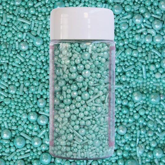Confect Mint Green Pearls & Jimmies | Sprinkles for Cakes & Cupcakes Decoration | Bottle Frosted Mint Green Sprinkles | Vegan, Gluten-Free, Soy-Free, Dairy-Free, Palm Oil-Free- 4.2 Oz