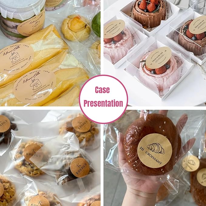 Custom Lables Round Kraft Paper Stickers, Decorative Labels with Floral Wreath Personalized with Texts, Logo, Thank You Labels for Business 100 Pack (Style 21)