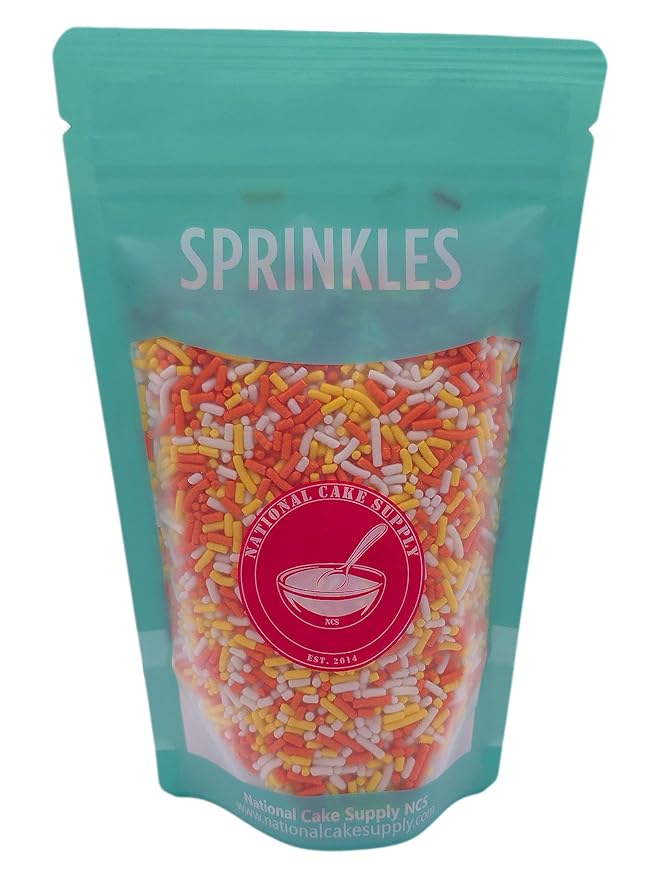 NCS Yellow, Orange, and White Edible Jimmies Sprinkles, 8 ounces