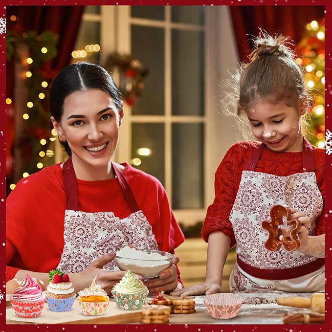 600 Pack Christmas Cupcake Liners Cupcake Wrappers Baking Cups Santa Holiday Paper Wraps Muffin Liners for Xmas Birthday Party Candy Cake Decorations Supplies(12 Styles)