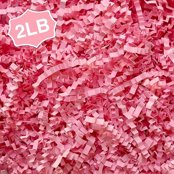 2LB Crinkle Paper Shred Filler for Gift Box Bag and Basket On Mother's Day(Pink)