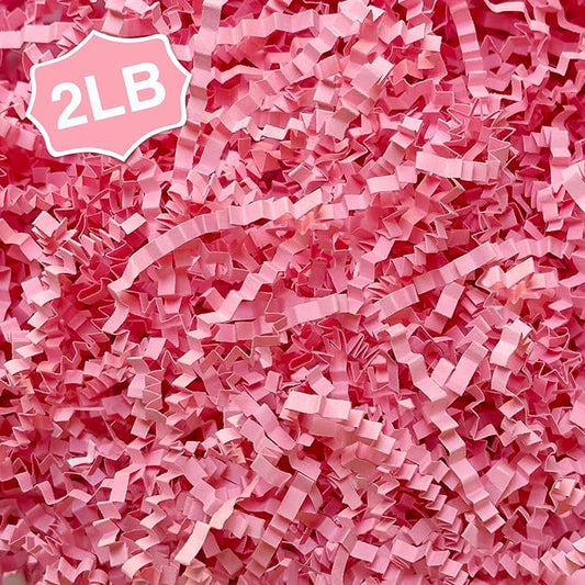 2LB Crinkle Paper Shred Filler for Gift Box Bag and Basket On Mother's Day(Pink)