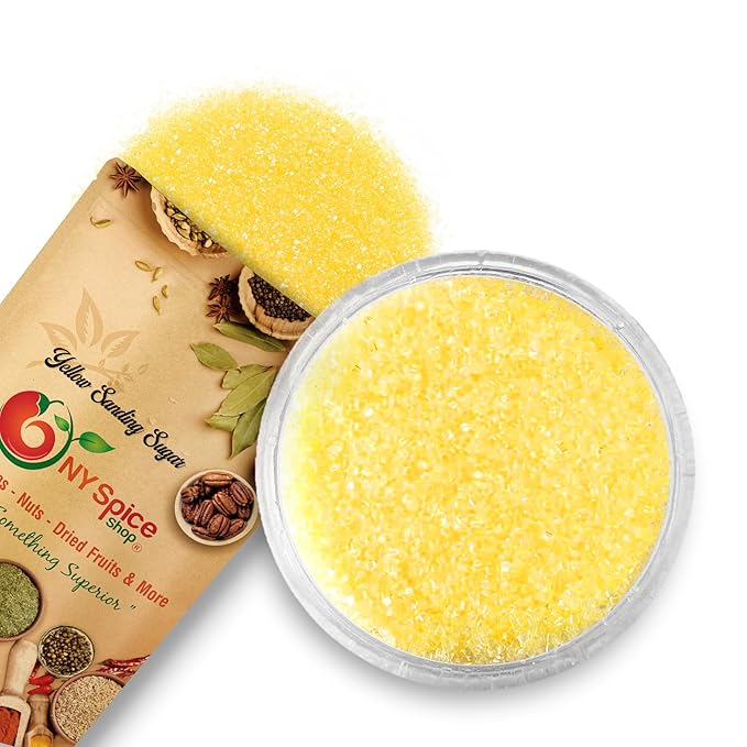 NY Spice Shop Yellow Sanding Sugar - 8 Ounce Sweet Colorful Edible Sprinkles For Candy Dish - Sugar Sprinkles For Cake Decorating Cookies Basket & Dishes