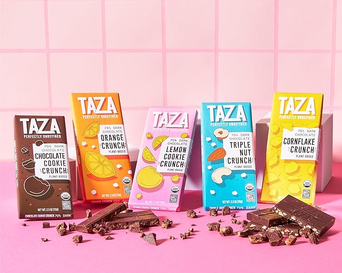 Taza Chocolate Organic Smooth & Crunchy Bars 70% Stone Ground, Chocolate Cookie Crunch 2.5 Ounces (10 Count), Vegan