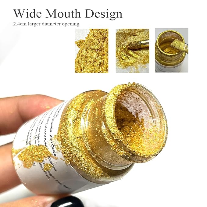 15g Edible Gold Luster Dust for Drinks Cake Decorating – Colaele Gold Shimmering Edible Glitter Dust for Chocolates, Metallic Food Coloring Powder for Edible Glitter for Cocktails, No Gluten,Vegan