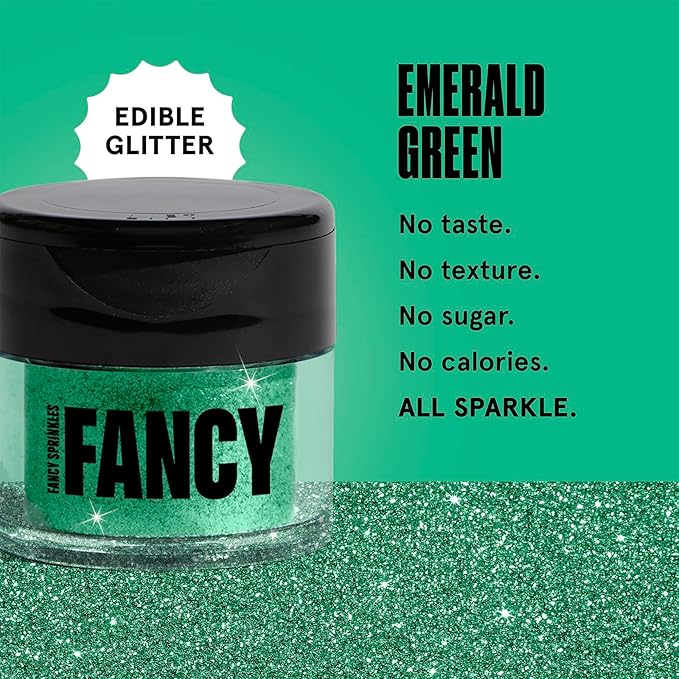 Fancy Sprinkles Holiday Emerald Green Premium Edible Glitter, 100% Edible Glitter for Sparkling Food & Drinks No Taste or Texture (4gm)