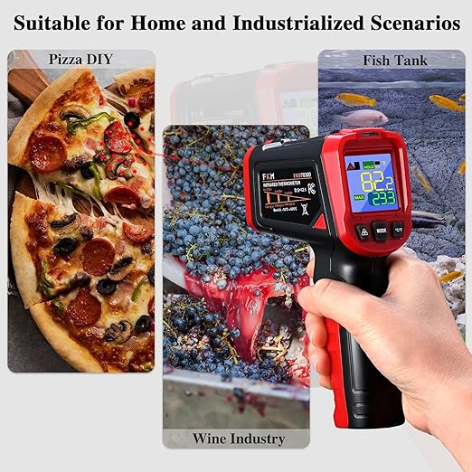 Infrared Thermometer Gun- FKM Digital Temperature Gun with Patented Circular Laser, Non Contact Laser Thermometer Gun for Cooking/Ovens/Home Repairs, -58℉~1022℉ (-50℃-550℃), Not for Use on Humans…