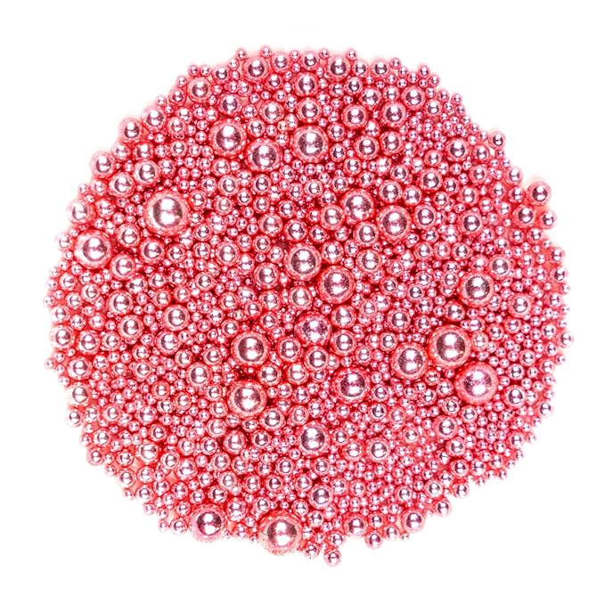 Dazzjoy Edible Rose Gold Pearl Sugar Candy Sprinkles, Mix Size, 4.58oz, Sprinkles for Cupcake Decorating, Baking Cake Decorations, Wedding Party Valentines Easter Supplies