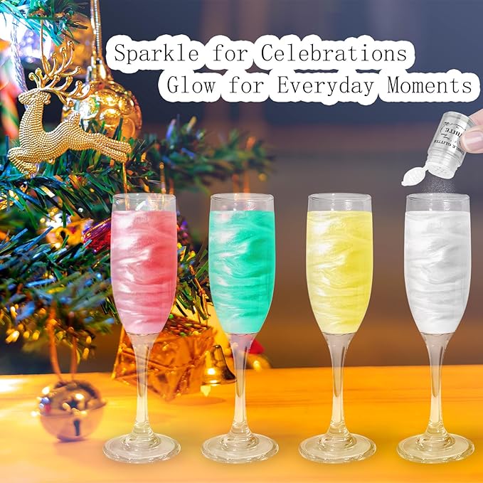 Christmas Edible Glitter 4 Color Set - Holiday Red, Green, Gold & White Sparkle Luster Dust for Baking, Cake Decorating, Christmas Crafts - 5g/Bottles