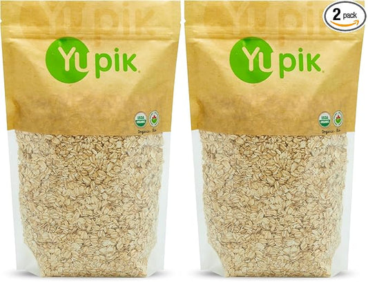 Yupik Organic Gluten-Free Rolled Oats, 2.2 Lb, Whole Grain, Perfect For Cooking & Baking (Pack of 2)