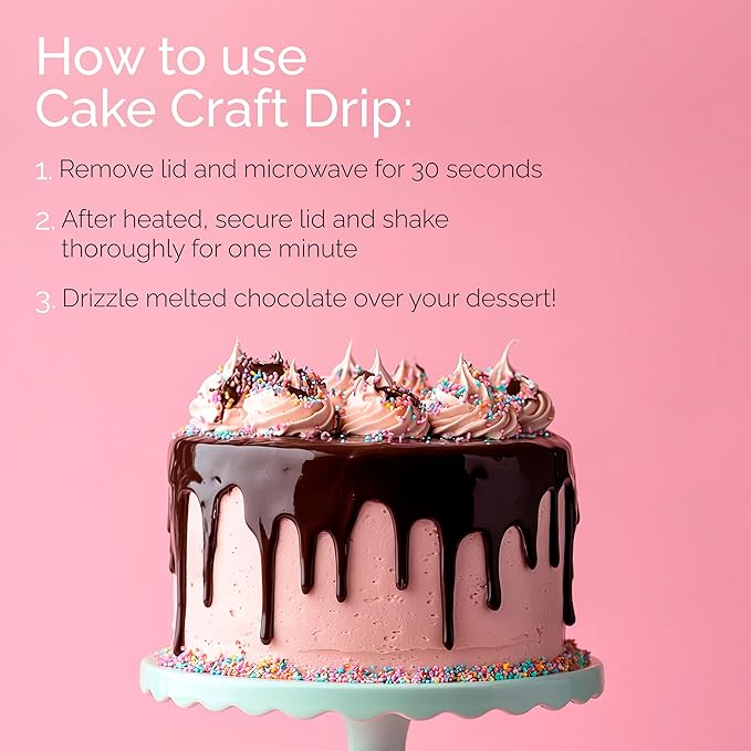Cake Craft Cake Drip 3-Pack – Java Brown, Rosy Pink & White | Ready-to-Use Drip Icing for Cake Decorating | Vanilla & Chocolate Flavored | No Heating Required | 2oz Bottles
