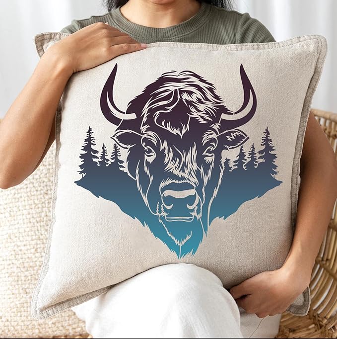 Animal Wood Burning Stencils for Painting 12” Bison Stencil Wildlife Stencils for Crafts T-Shirt Fabric Wood DIY Decor