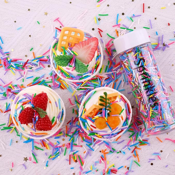 LEBERY Rainbow Jimmies Sprinkles Crunchy Jimmies Blue White Red Purple Sprinkles Colorful Pastel Jimmy Sprinkle Edible Blue White Sprinkle for Cake Baking Ice Cream Toppings Decorating 110g /3.88 Oz