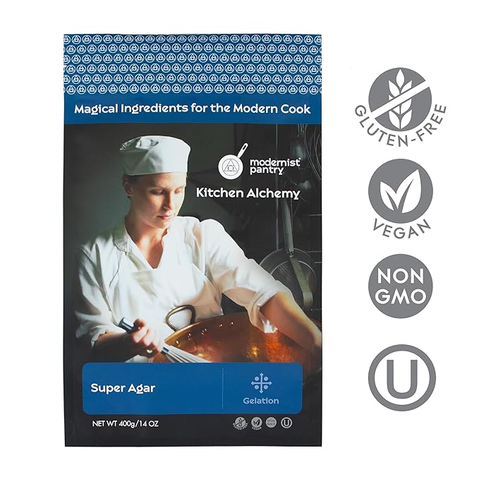 Pure Super Agar Powder - High Gel Strength Gracilaria Algae ⊘ Non-GMO Vegan OU Kosher Certified - 400g/14oz