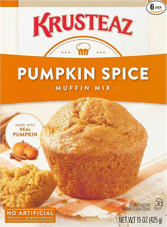 Krusteaz Pumpkin Spice Muffin Mix 15 Ounce (Pack of 6)