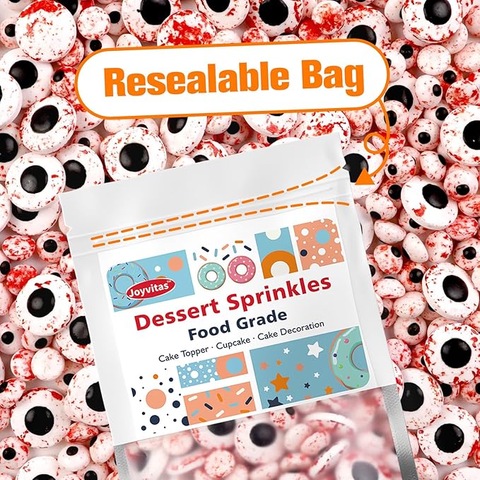 Edible Candy Eye, Halloween Sprinkles, Bloody Eyeballs, Halloween Sprinkles for Cake Decorating, Edible Cake Decoration & Cupcake Toppers, 150g/5.29oz, Party Supplies