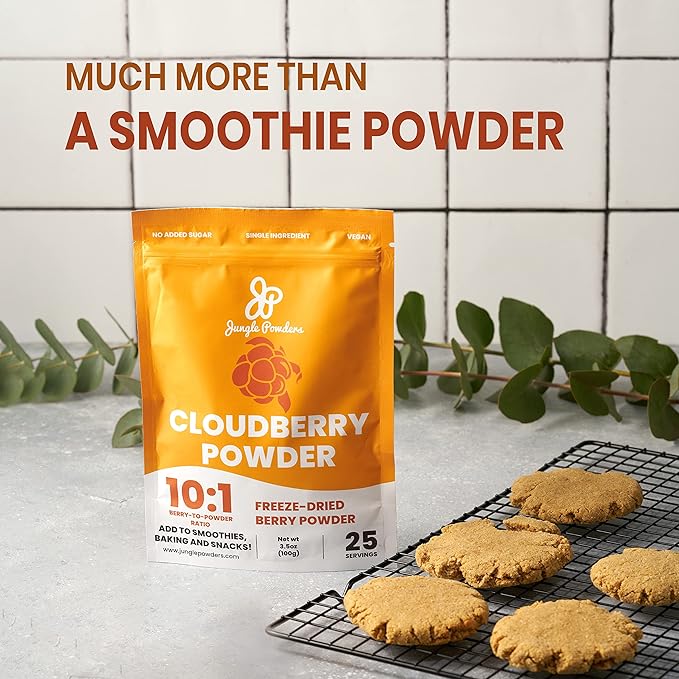 Jungle Powders Wild Cloudberry Powder for Smoothies Baking Jam 3.5 Ounce Bag Pure Nordic Freeze Dried Cloudberry Extract No Sugar Added, No Additives or Fillers Knotberry Powder for Flavoring